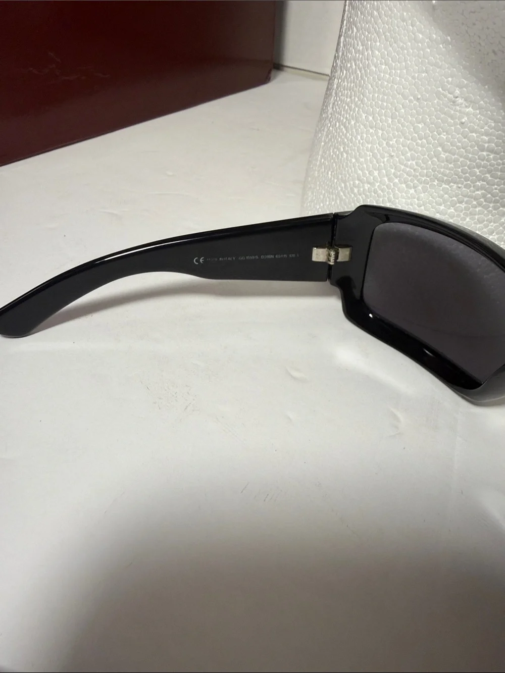 Vintage Gucci Black Sunglasses with Dark Lenses and Logo Temples